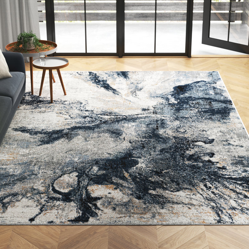 Wade Logan® Dittmer Abstract Navy/Ivory Area Rug & Reviews Wayfair Canada